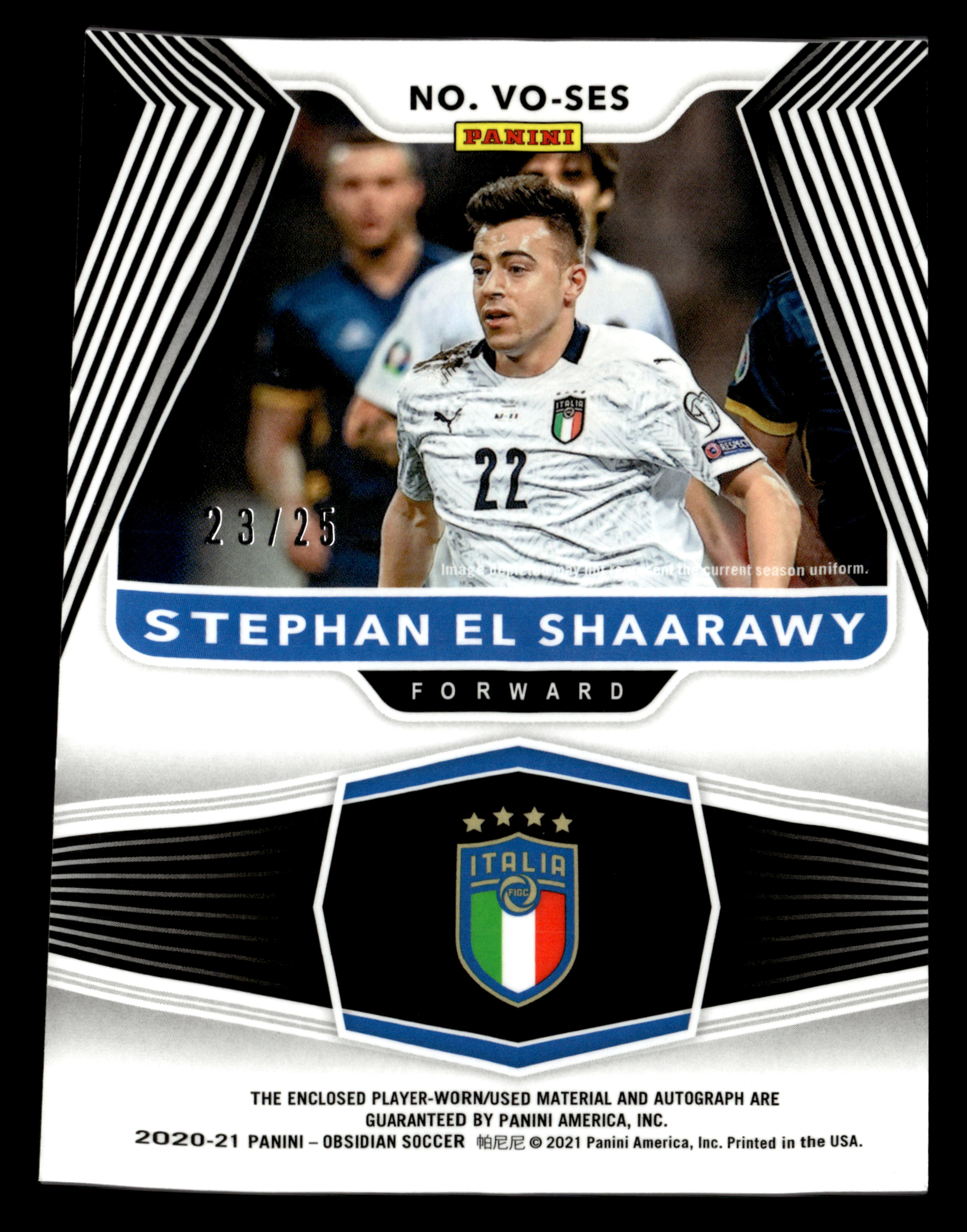2020-21 Panini Obsidian #VO-SES Stephan El Shaarawy Vol Material Sig Green #/25
