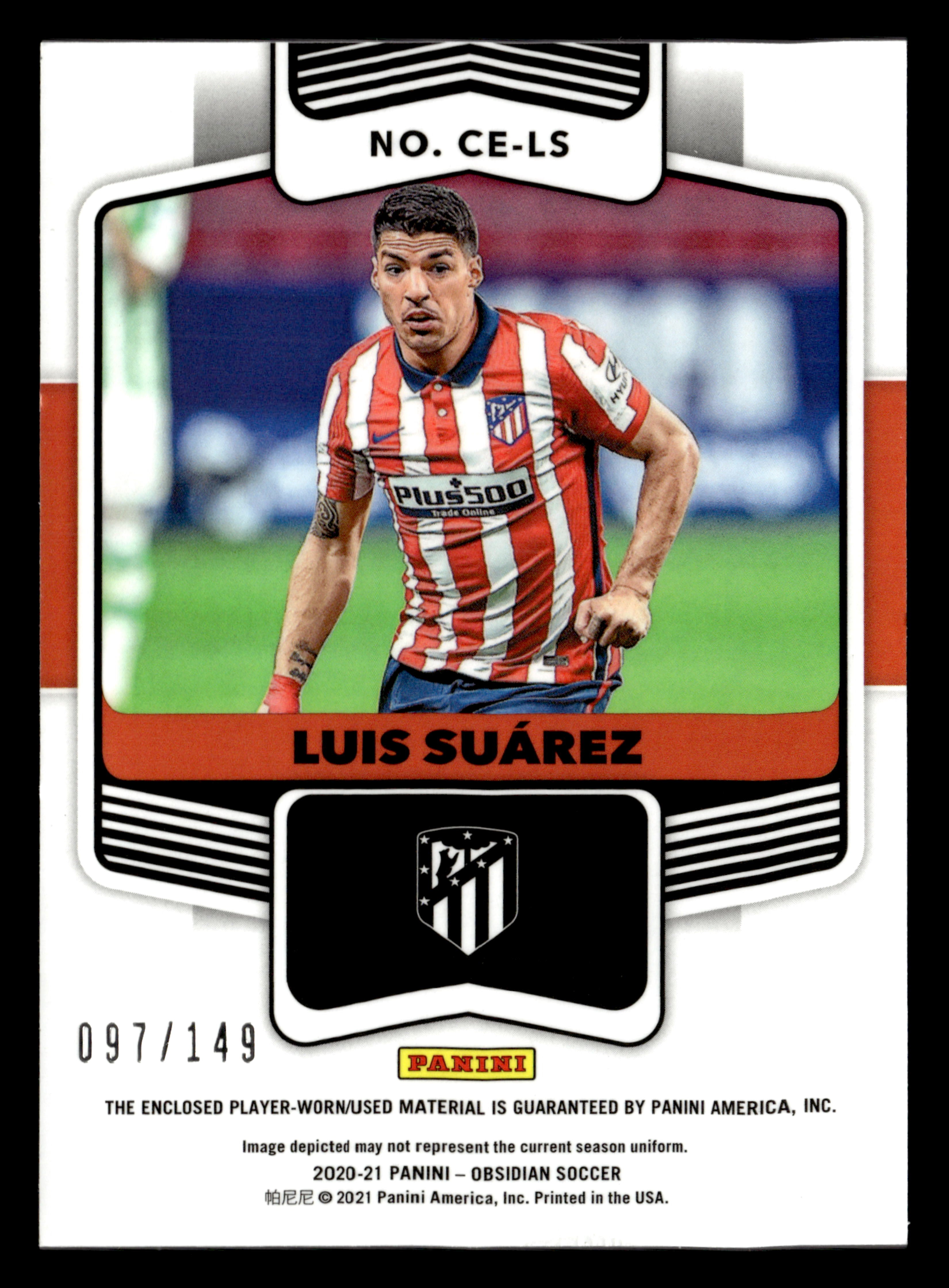 2020-21 Panini Obsidian #CE-LS Luis Suarez Cutting Edge Relics #/149