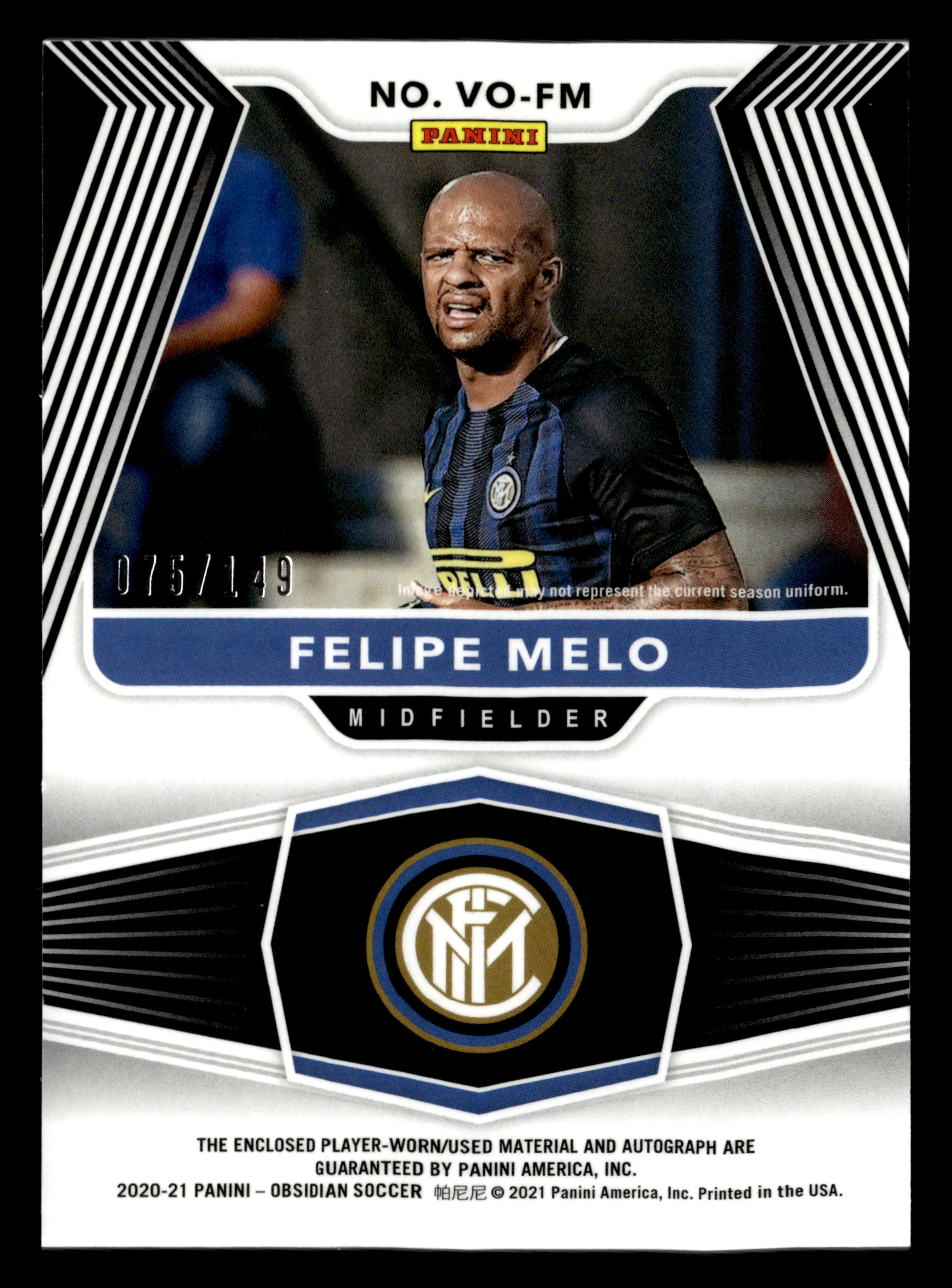 2020-21 Panini Obsidian #VO-FM Felipe Melo Volcanic Material Signatures #/149