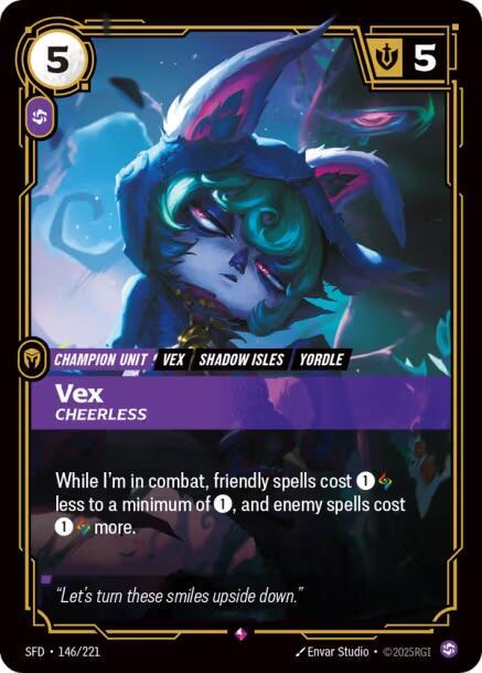 Riftbound TCG Spiritforged #146/221 Vex - Cheerless Rare Foil
