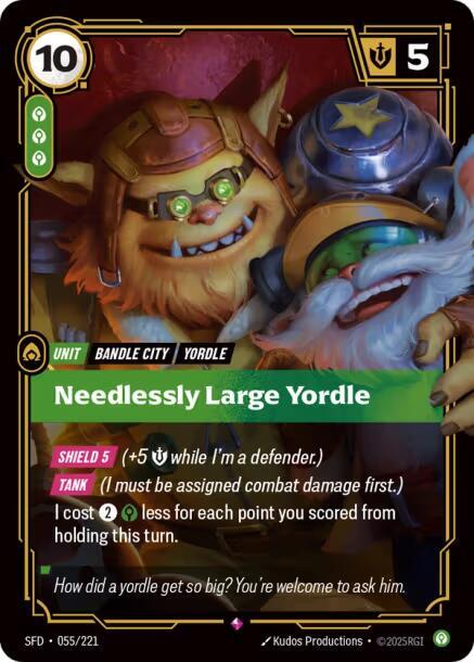 Riftbound TCG Spiritforged #055/221 Needlessly Large Yordle Rare Foil