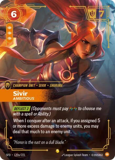 Riftbound TCG Spiritforged #120a/221 Sivir - Ambitious (Alternate Art) Showcase