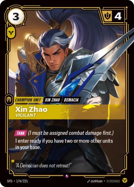 Riftbound TCG Spiritforged #176/221 Xin Zhao - Vigilant Rare Foil