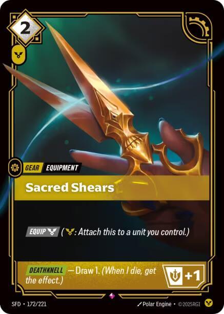 Riftbound TCG Spiritforged #172/221 Sacred Shears Rare Foil