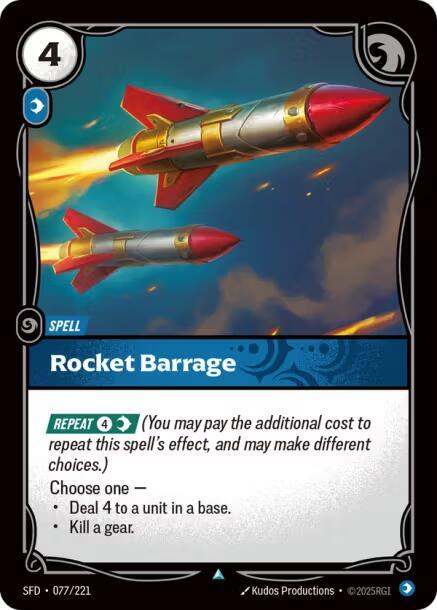 Riftbound TCG Spiritforged #077/221 Rocket Barrage Uncommon Normal