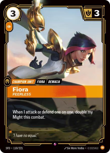 Riftbound TCG Spiritforged #110/221 Fiora - Peerless Rare Foil