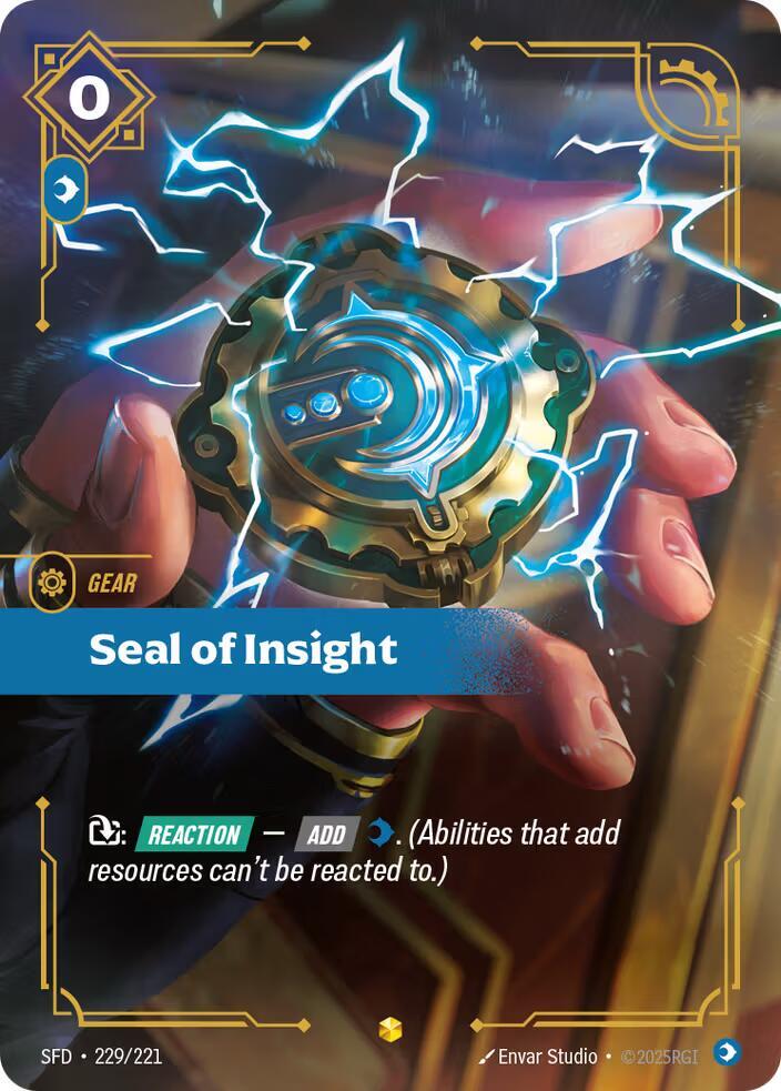 Riftbound TCG Spiritforged #229/221 Seal of Insight (Overnumbered) Showcase Foil