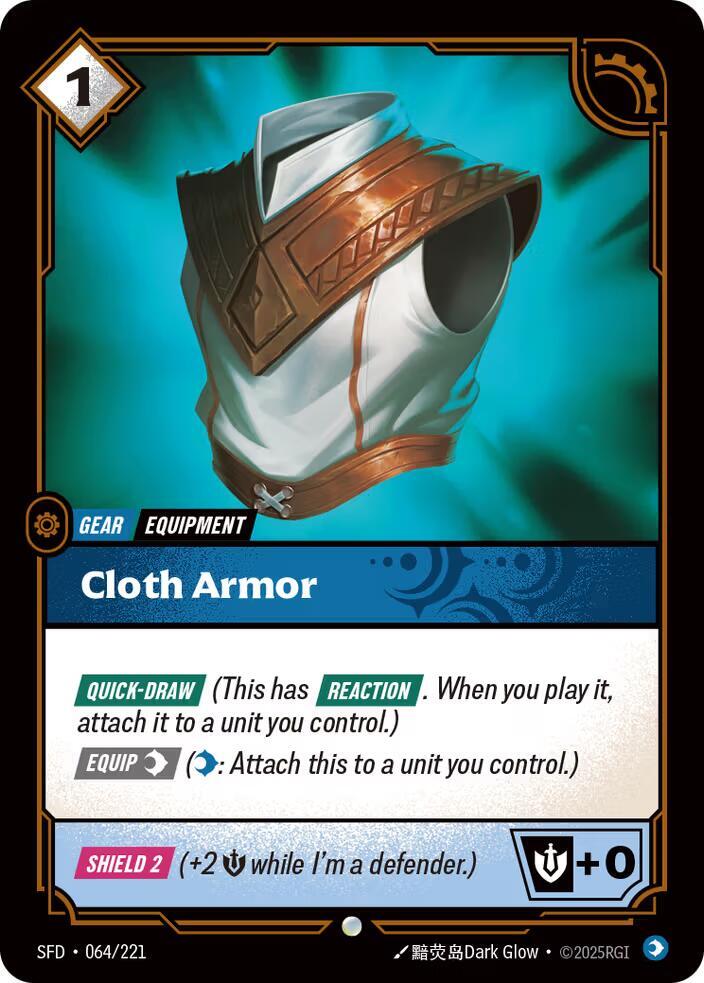 Riftbound TCG Spiritforged #064/221 Cloth Armor Common Foil