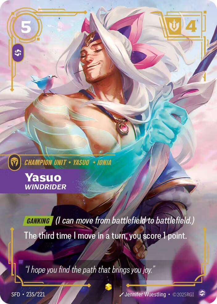 Riftbound TCG Spiritforged #235/221 Yasuo - Windrider (Overnumbered) Showcas