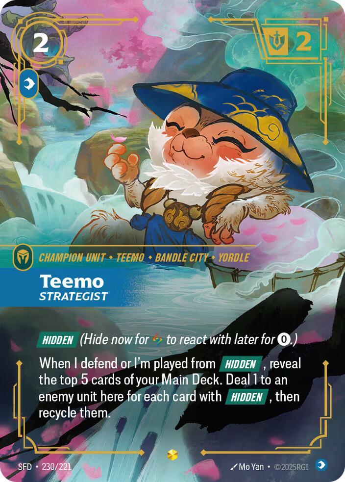 Riftbound TCG Spiritforged #230/221 Teemo - Strategist (Overnumbered) Showcase