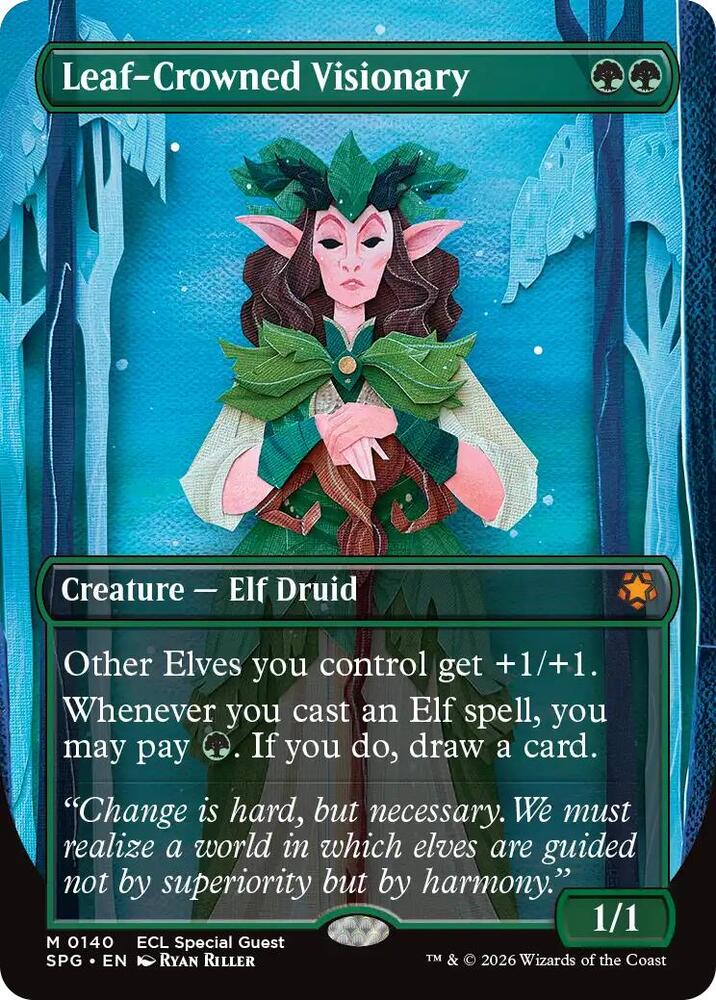 MTG Special Guests 140 Leaf-Crowned Visionary (Borderless) M NM