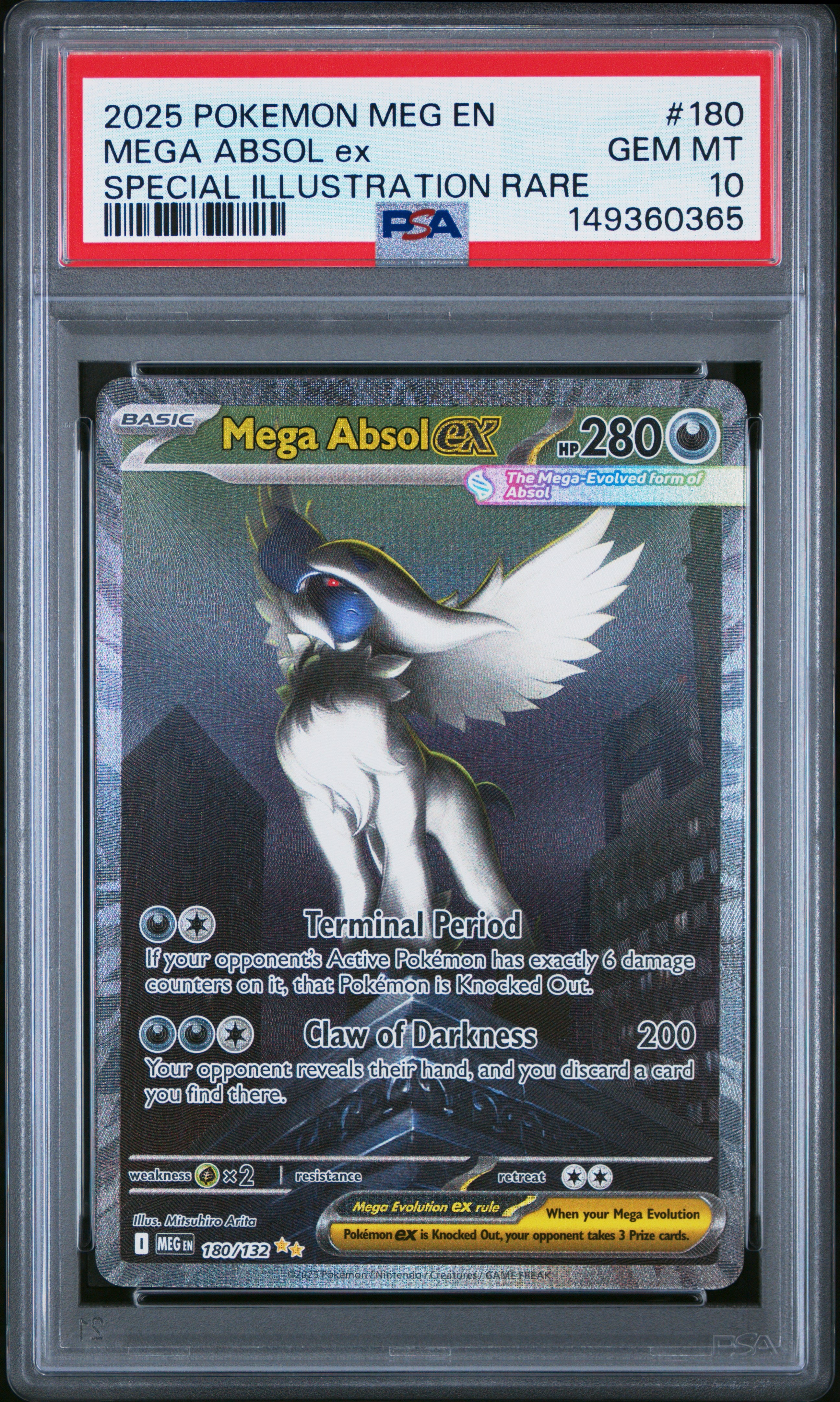 2025 Pokemon Mega Evolution #180 Mega Absol Ex Special Illustration Rare PSA 10
