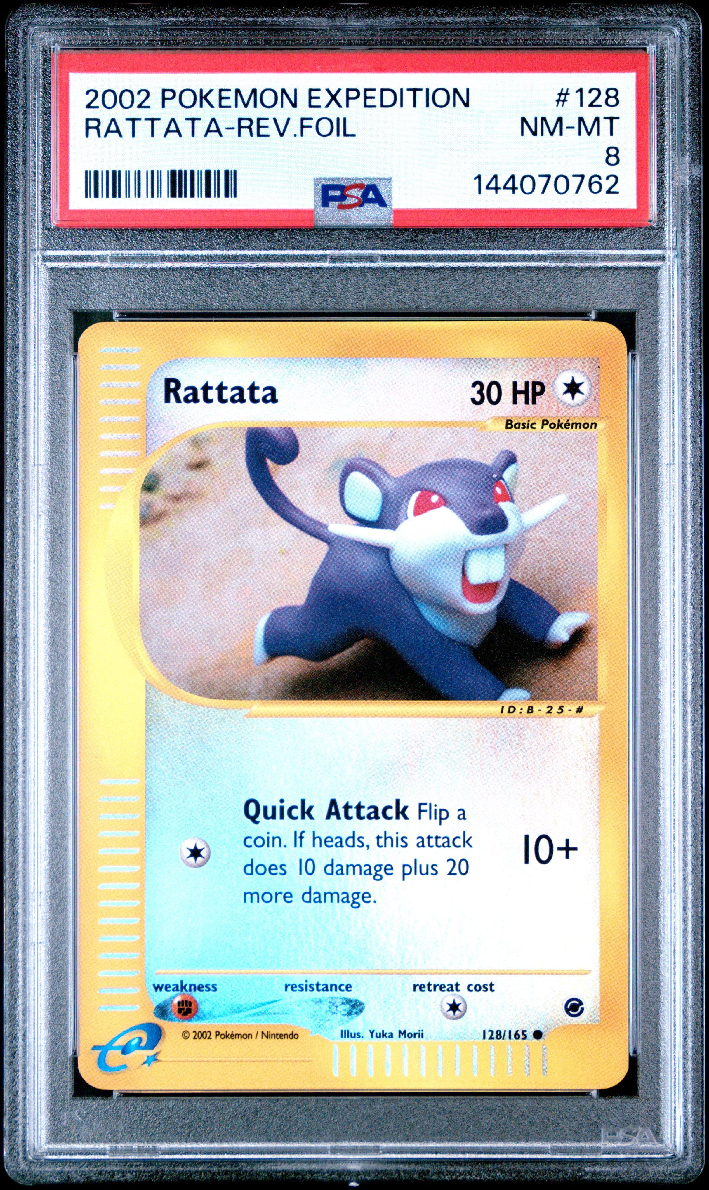 2002 Pokemon Expedition #128 Rattata-Rev.Foil PSA 8