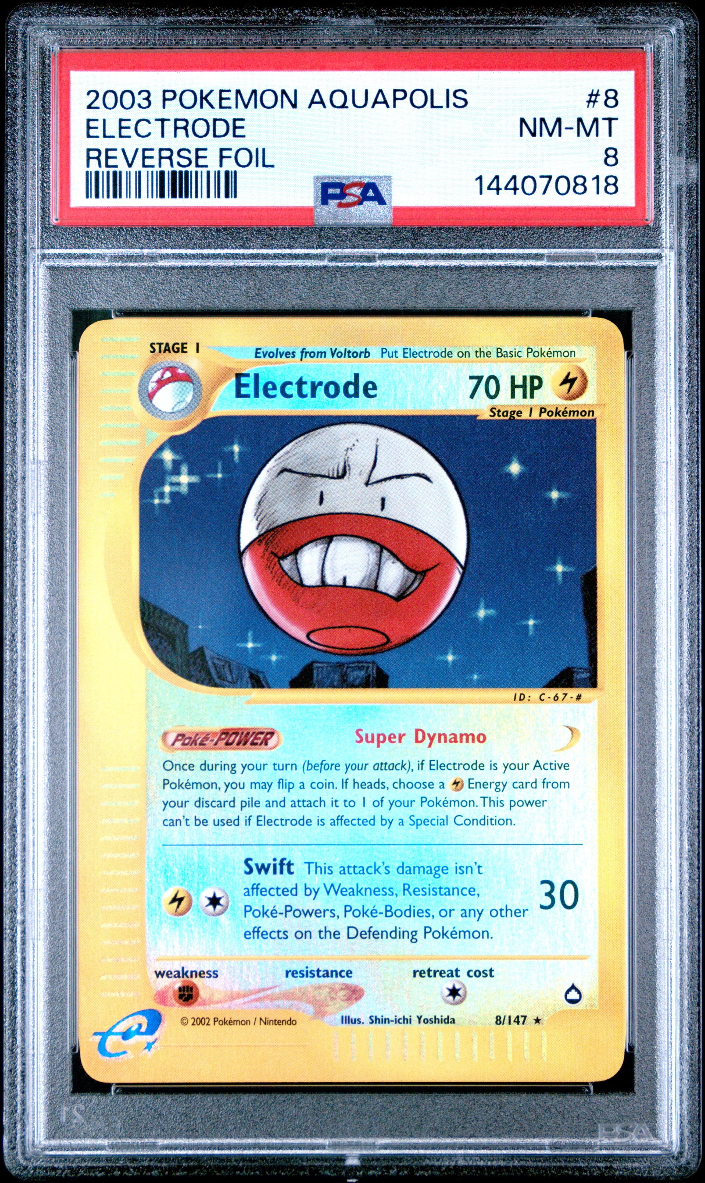 2003 Pokemon Aquapolis #8 Electrode Reverse Foil PSA 8