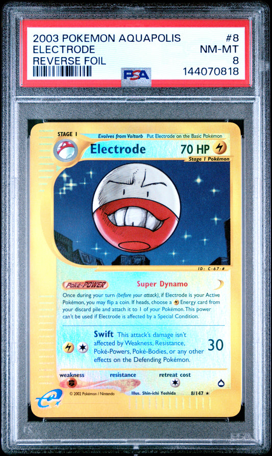 2003 Pokemon Aquapolis #8 Electrode Reverse Foil PSA 8