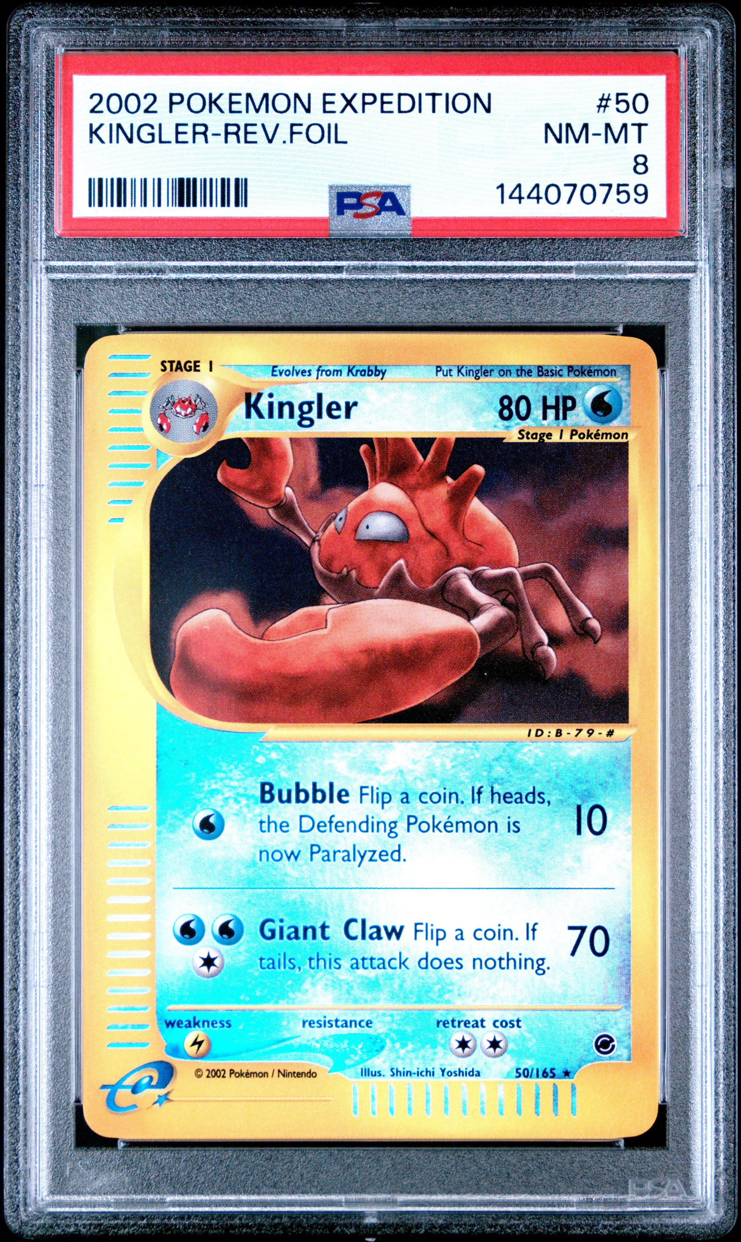 2002 Pokemon Expedition #50 Kingler-Rev.Foil PSA 8