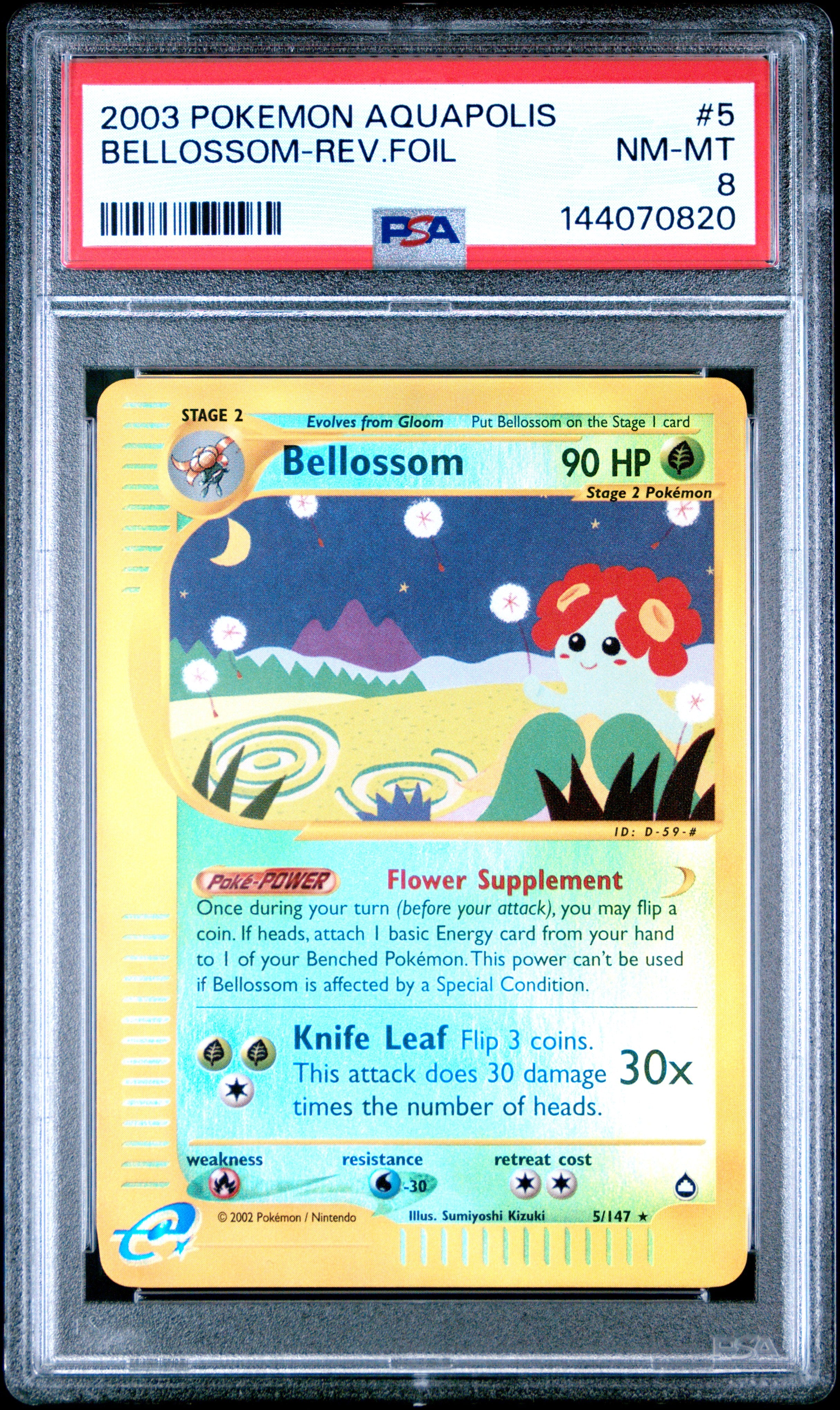 2003 Pokemon Aquapolis #5 Bellossom-Rev.Foil PSA 8