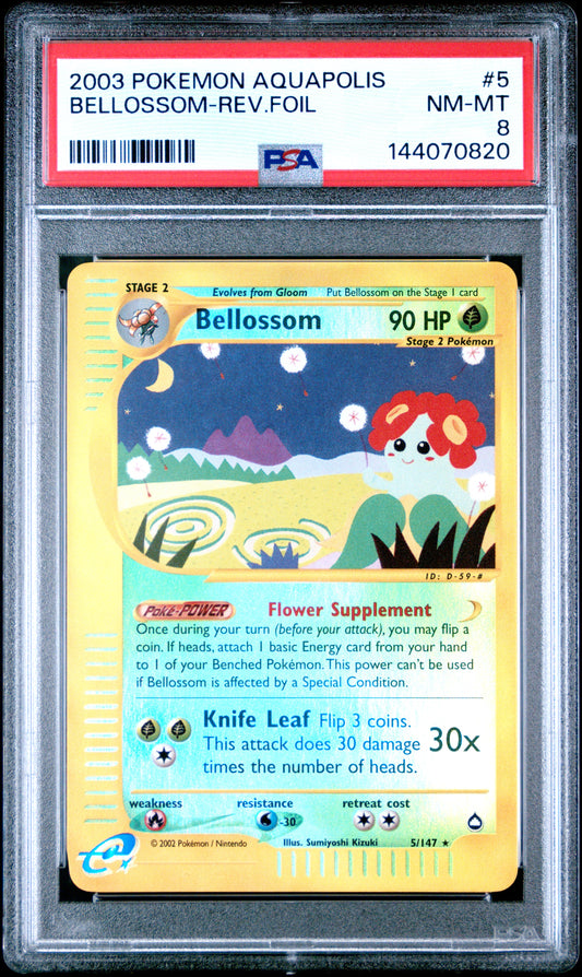 2003 Pokemon Aquapolis #5 Bellossom-Rev.Foil PSA 8