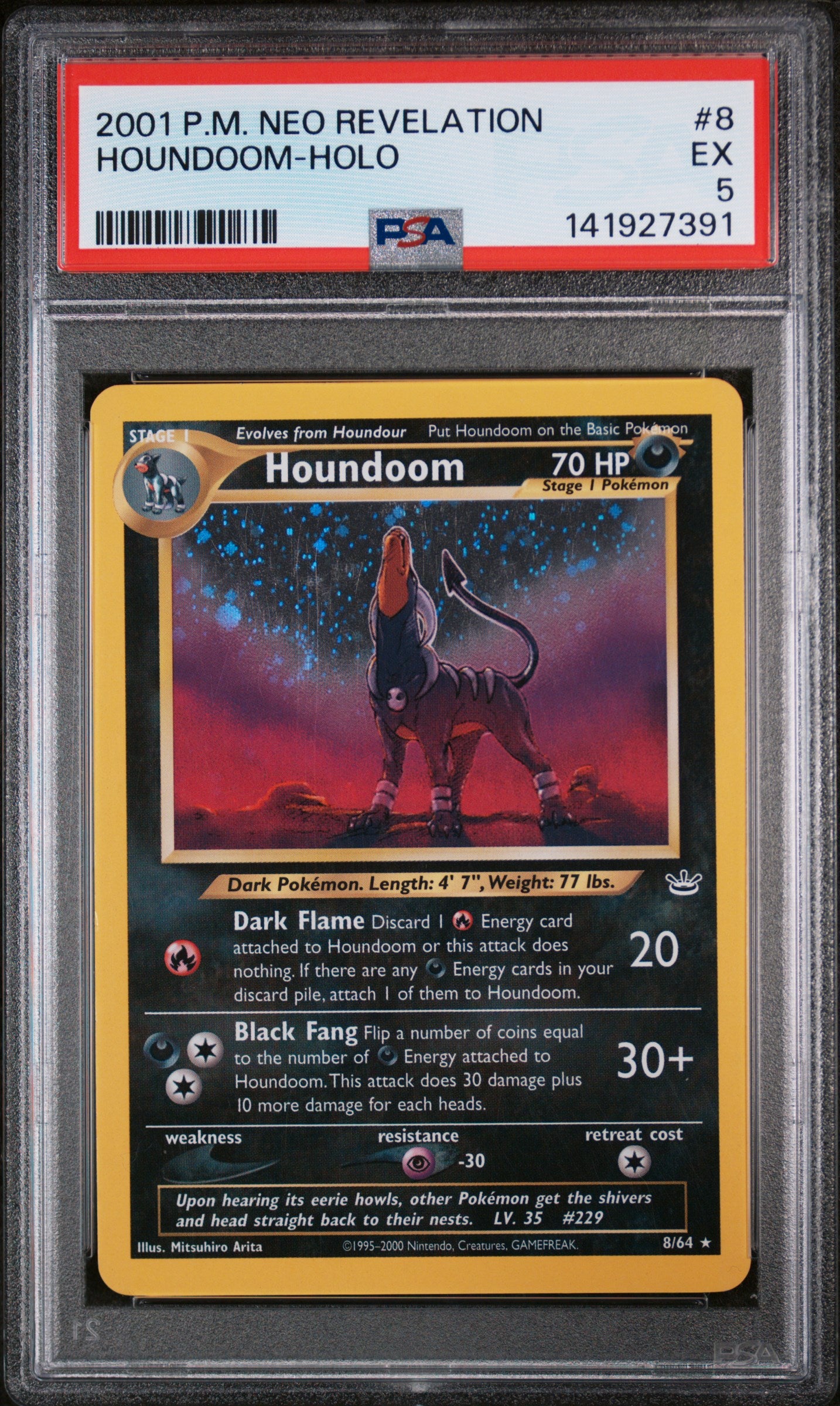 2001 Pokemon Neo Revelation #8 Houndoom-Holo PSA 5