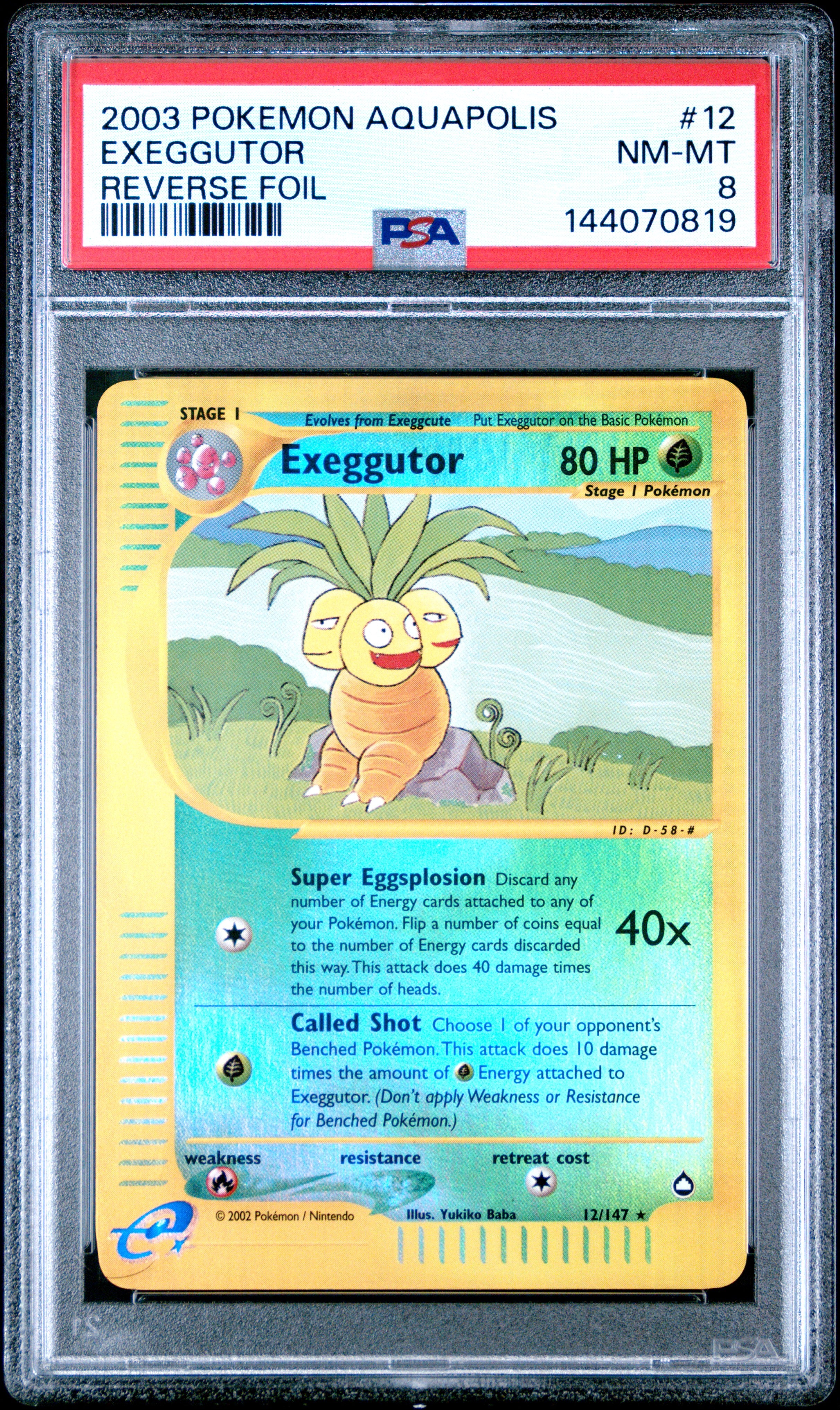 2003 Pokemon Aquapolis #12 Exeggutor Reverse Foil PSA 8