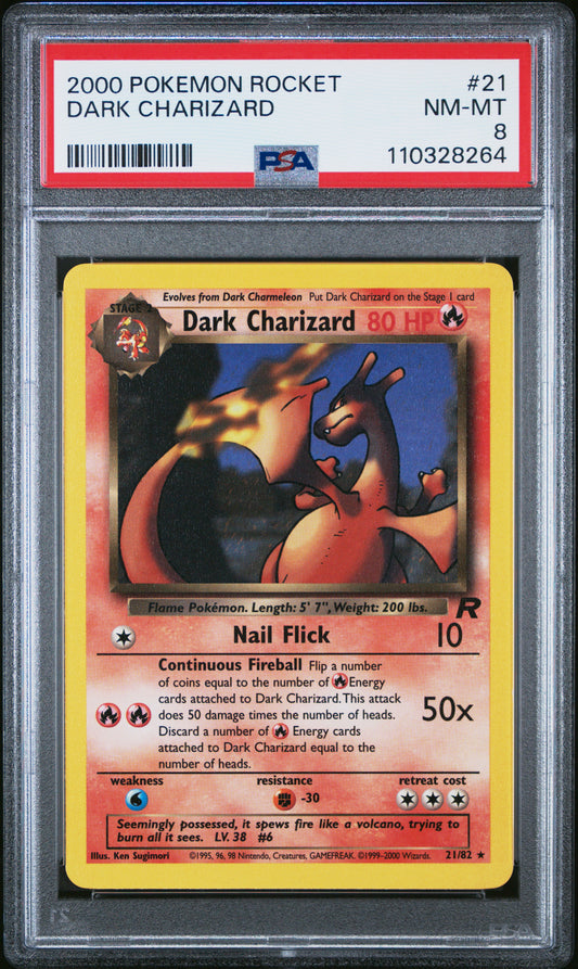 2000 Pokemon Rocket #21 Dark Charizard PSA 8
