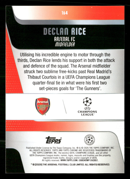 2025-26 Topps Chrome UEFA Club Competitions #164 Declan Rice Gold X-Fractor #/50