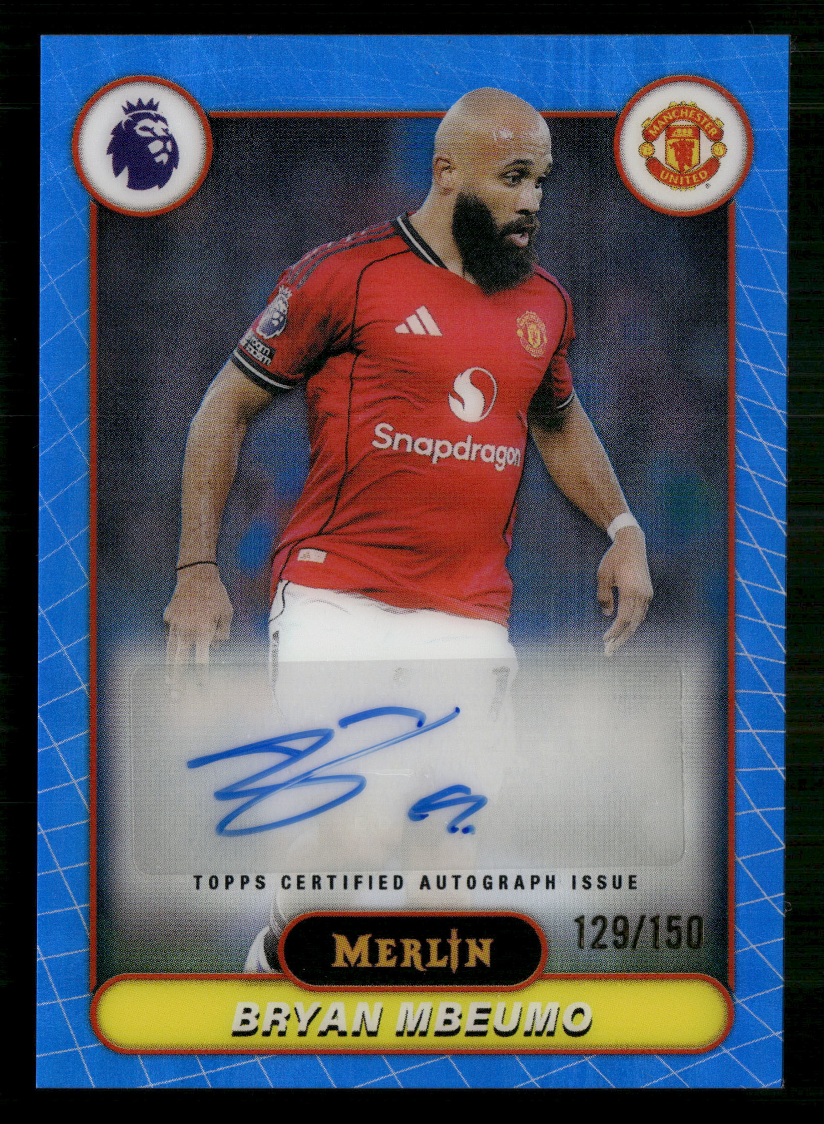 2026 Merlin Premier League #MV-BM Bryan Mbeumo Autographs Blue Refractor #/150