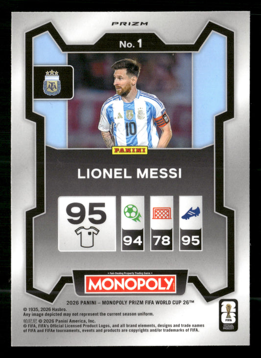2026 Panini Prizm Monopoly FIFA World Cup #1 Lionel Messi Red Prizms