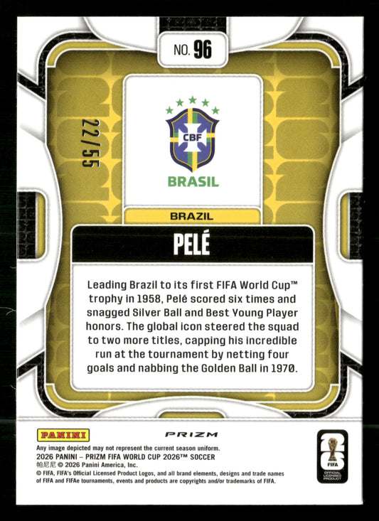 2026 Panini Prizm FIFA World Cup #96 Pele Blue Wave Prizms #/55
