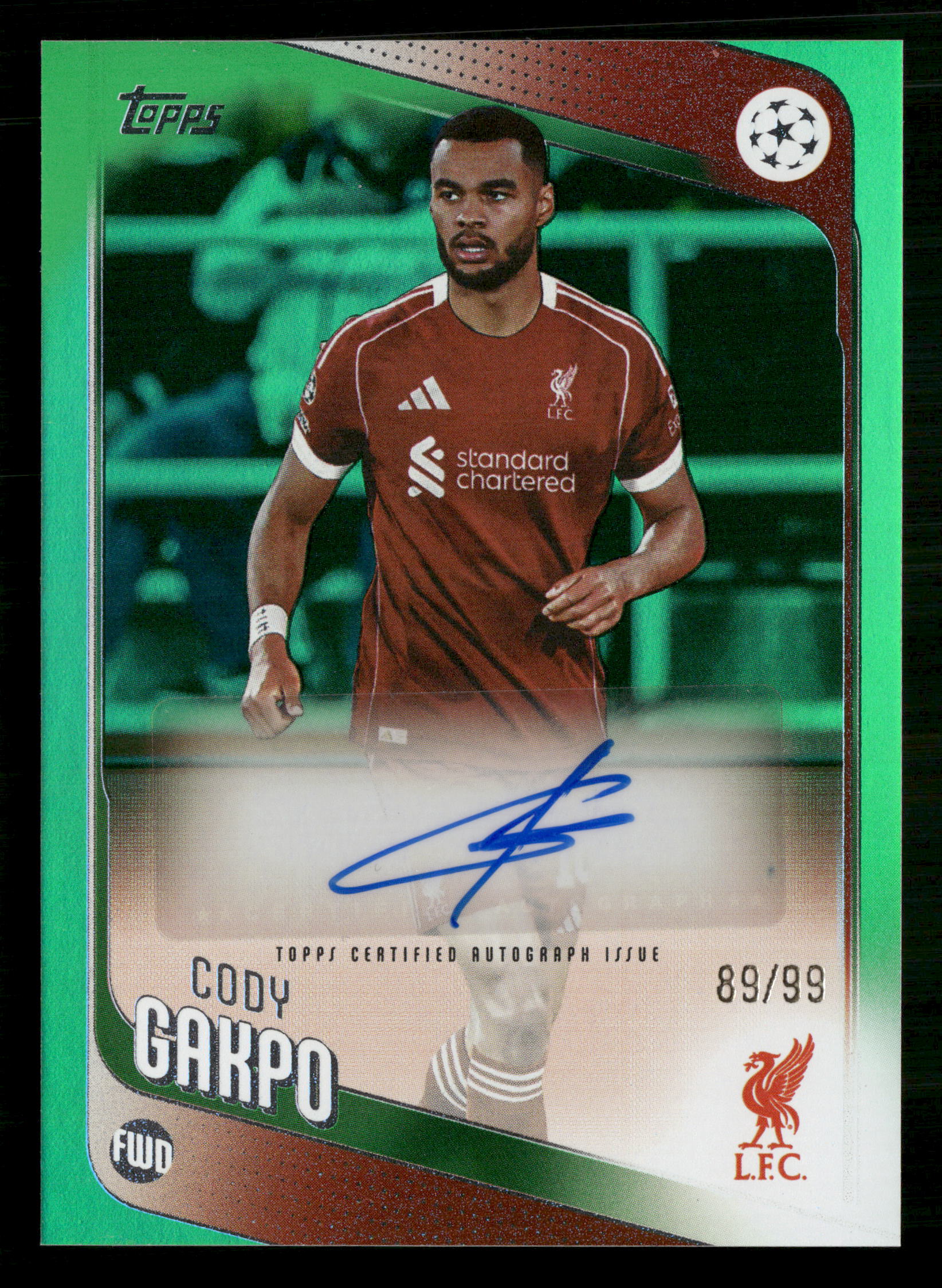 2025-26 Topps Chrome UEFA CC #CA-CG Cody Gakpo Chrome Auto #/99
