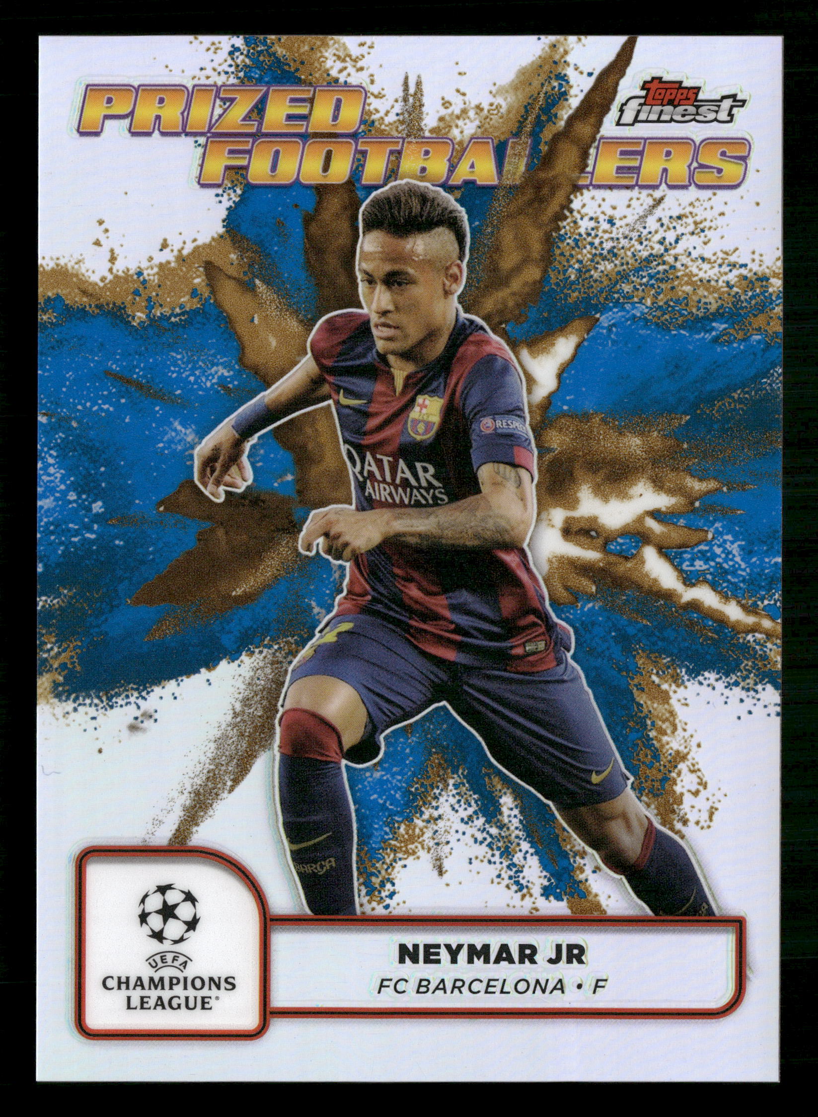 2024-25 Finest UCC PFF-7 Neymar Jr Prized Footballers Blue/Gold Refractor