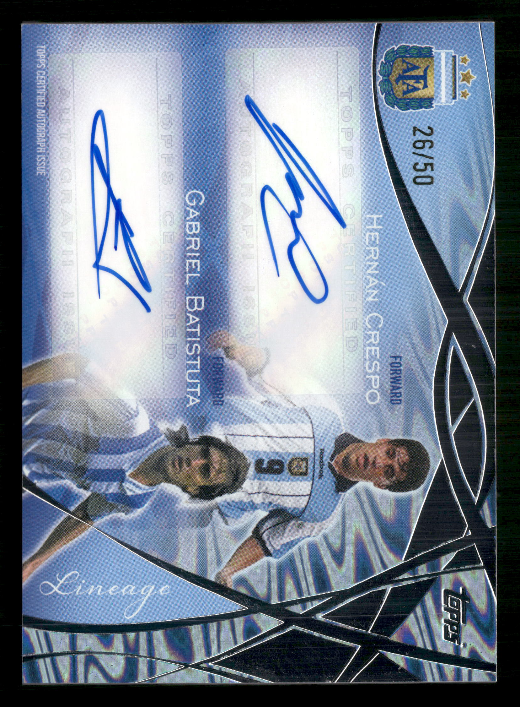 2024 Topps Lineage Argentina #AA-CB Crespo / Batistuta Argentum Auto #/50