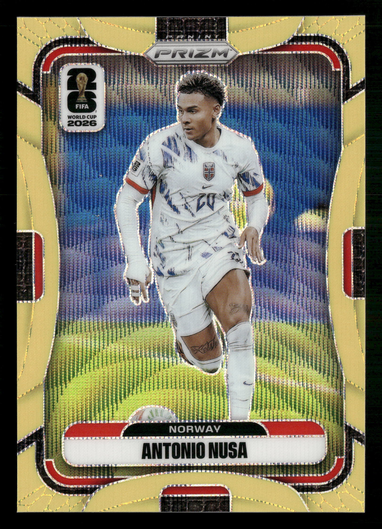2026 Prizm FIFA World Cup #326 Antonio Nusa Fluorescent Yellow Wave #/180