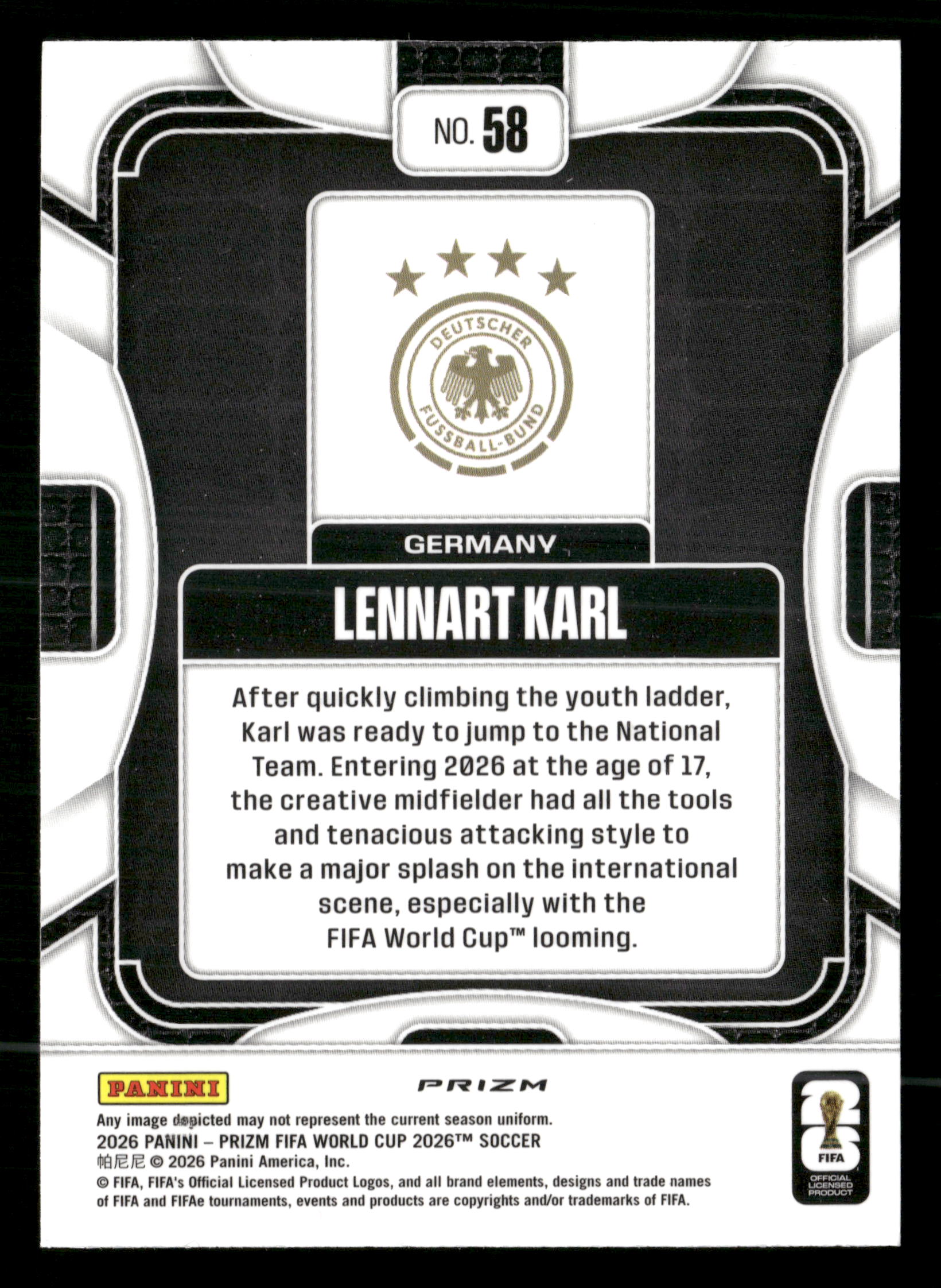 2026 Panini Prizm FIFA World Cup #58 Lennart Karl Hyper Prizms
