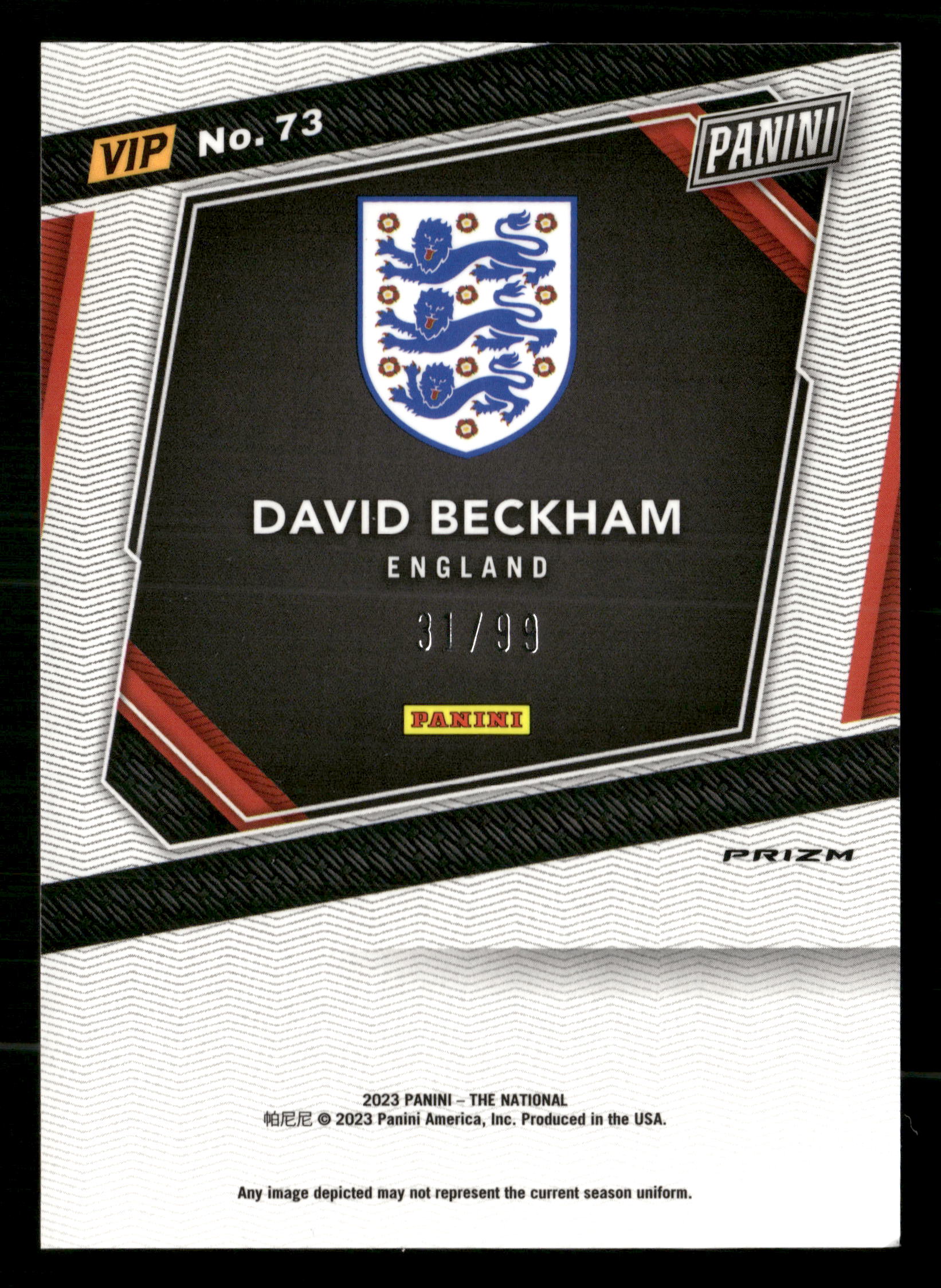 2023 Panini National VIP Party #73 David Beckham Green Sparkle #/99
