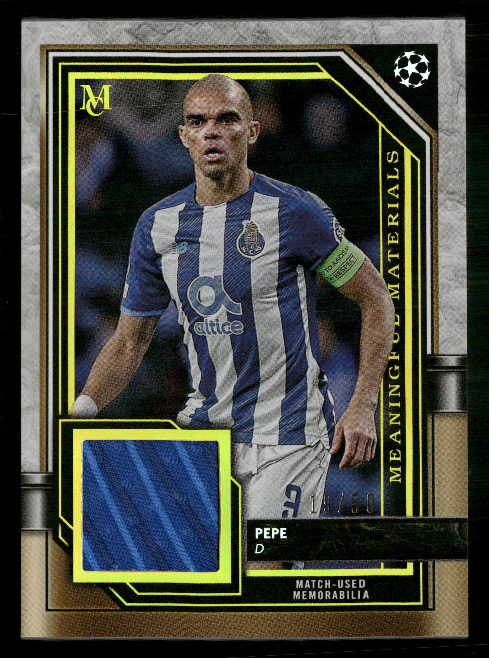 2021-22 Museum Collection UEFA CL #MMR-PE Pepe Meaningful Material #/50