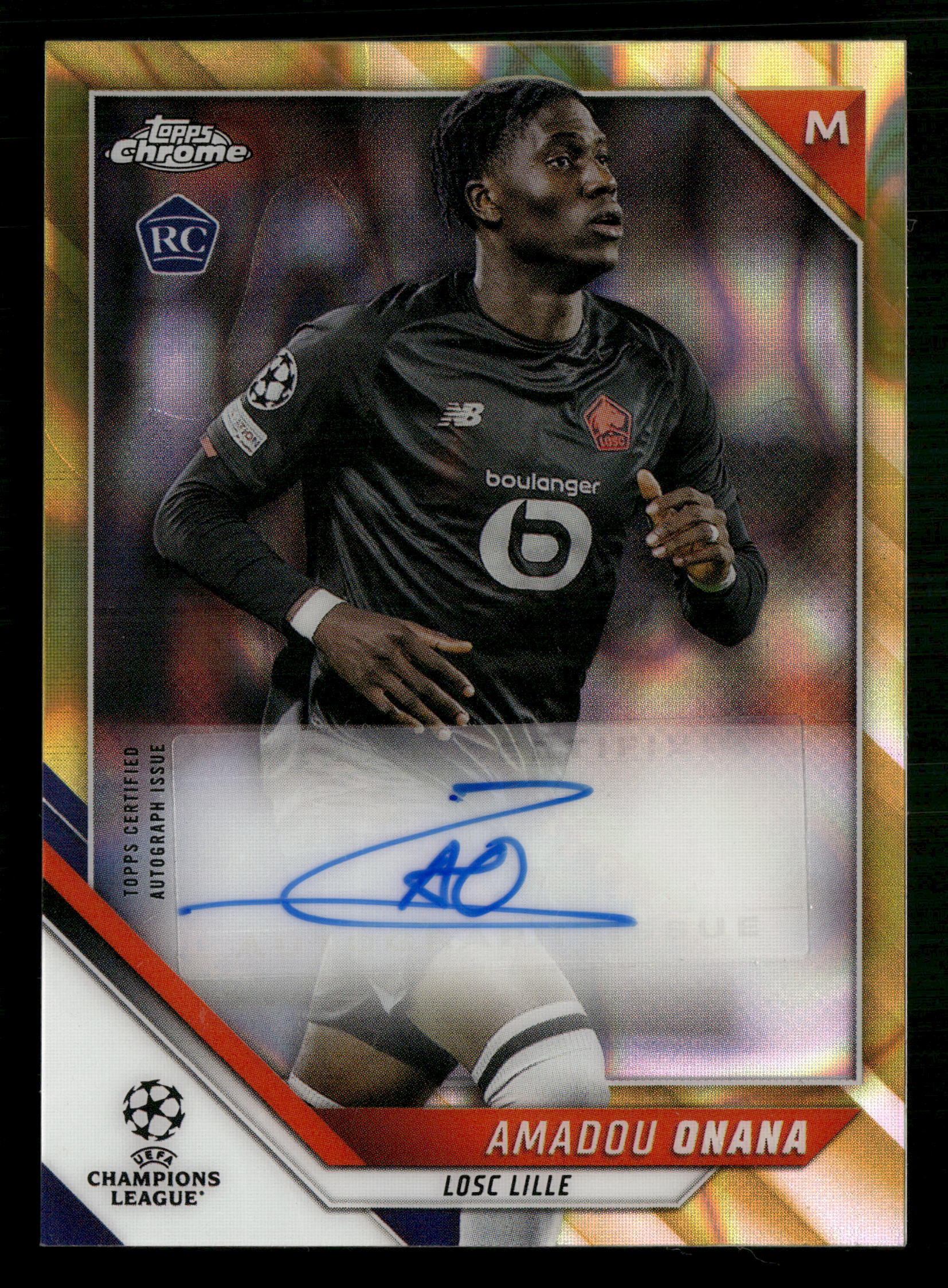 2021-22 Topps Chrome UEFA CL #CA-AO Amadou Onana Auto Gold #/50