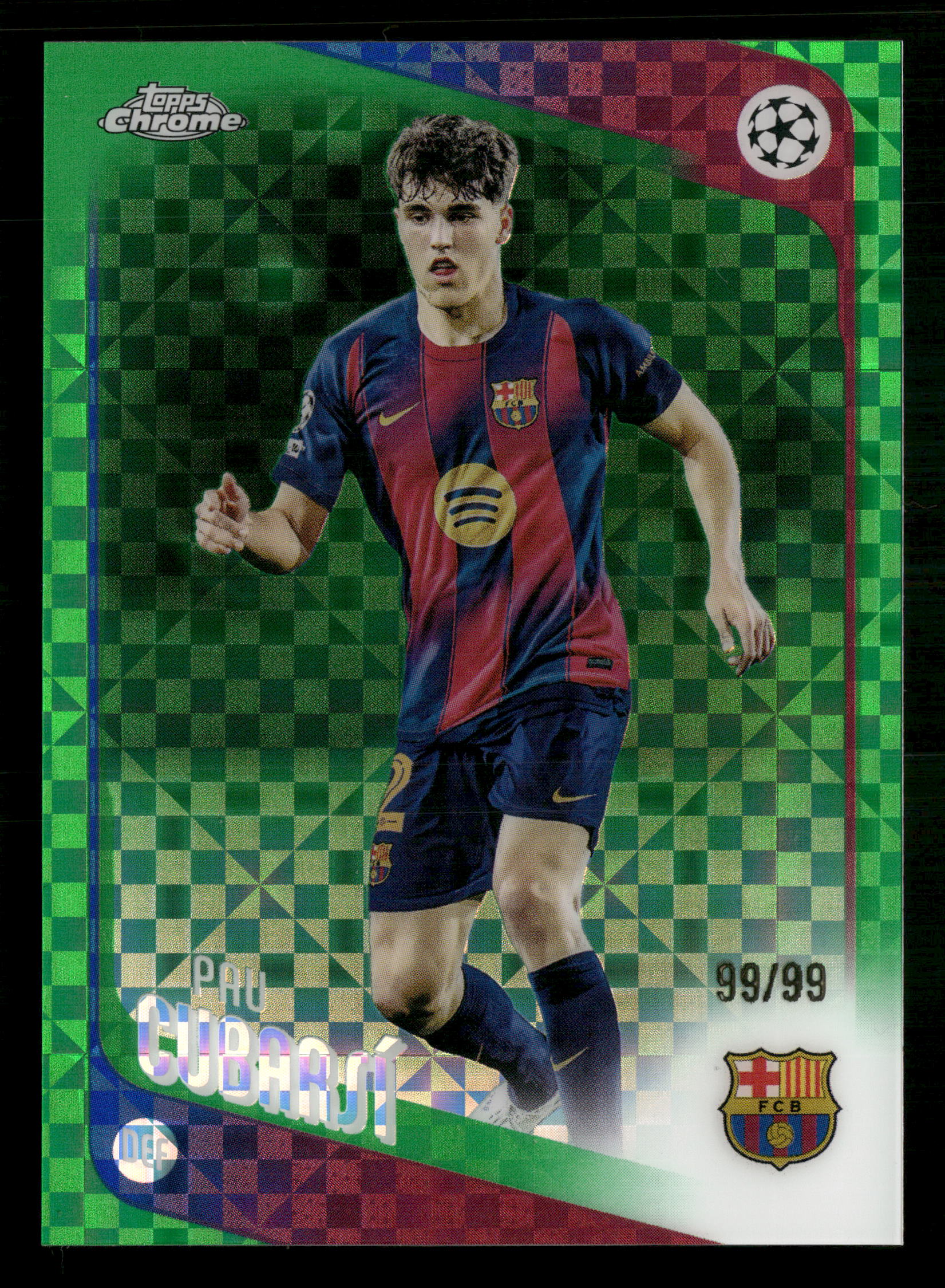 2025-26 Topps UEFA Club Competitions #183 Pau Cubarsí Green Raindrops #/99