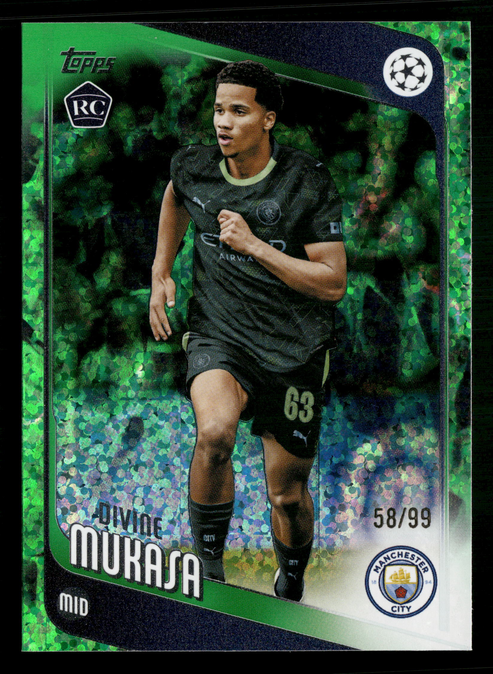 2025-26 Topps UEFA Club Competitions #49 Divine Mukasa Green Raindrops #/99