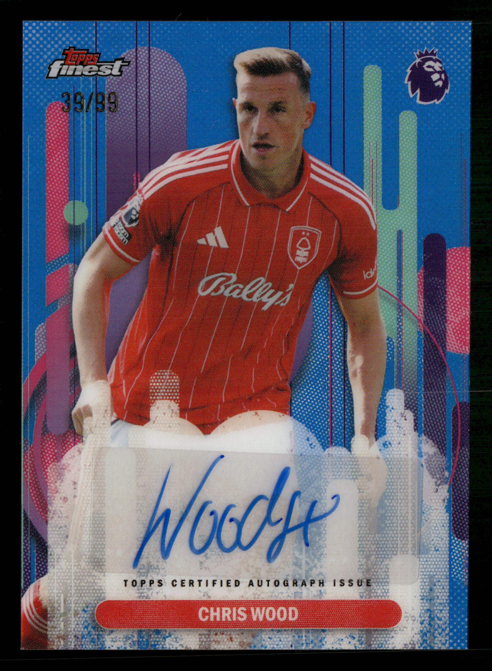2025-26 Finest Premier League #FA-CW Chris Wood Finest Autographs Blue #/99