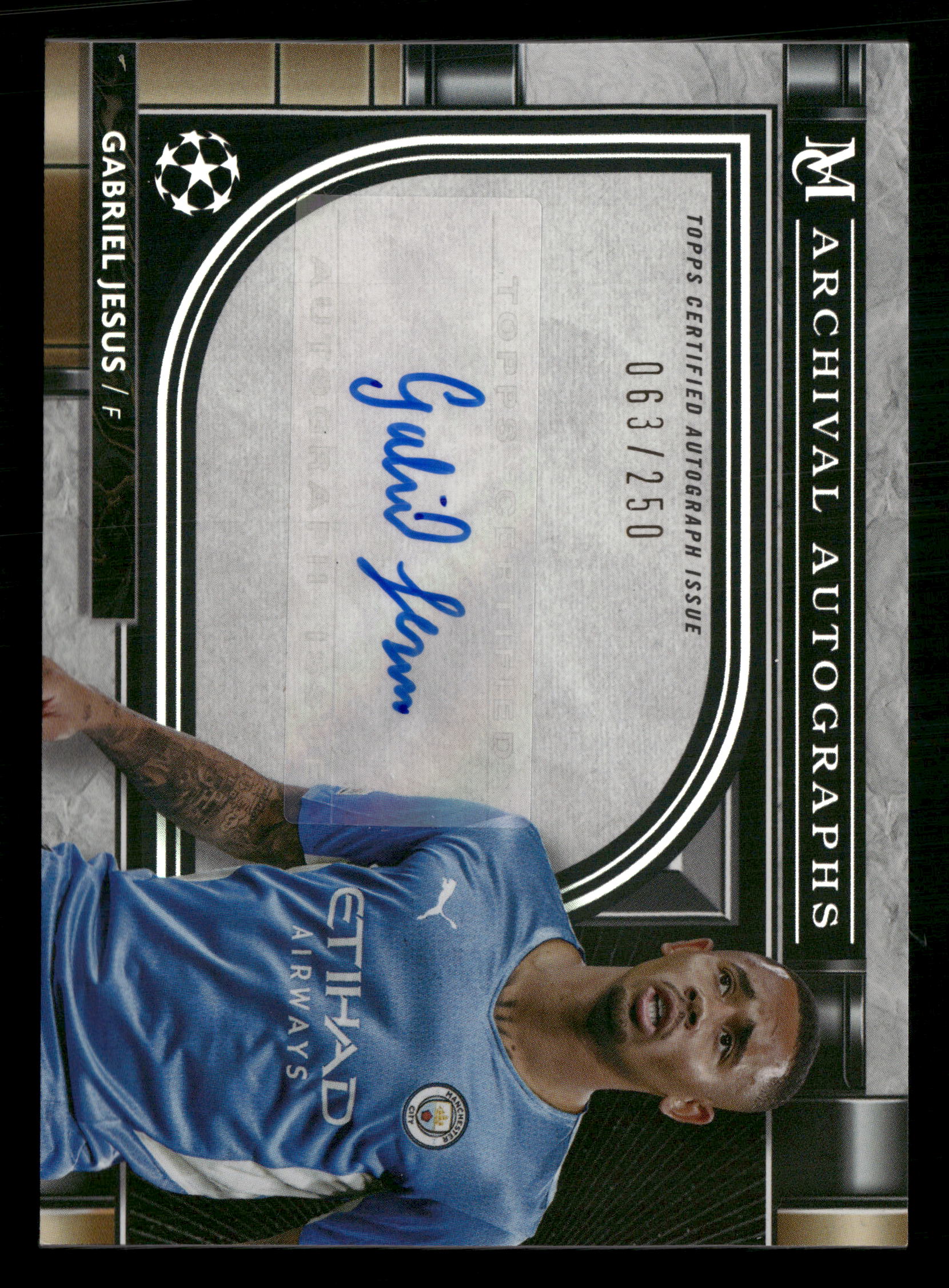 2021-22 Museum Collection UEFA CL #AA-GJ Gabriel Jesus Archival Autographs /250