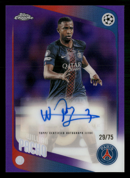2025-26 Topps Chrome UEFA CC #CA-WP Willian Pacho Auto Purple #/75