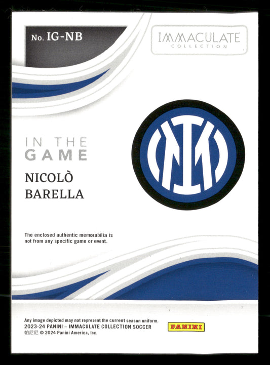 2023-24 Immaculate #IG-NB Nicolo Barella In the Game Patches Ruby #/30