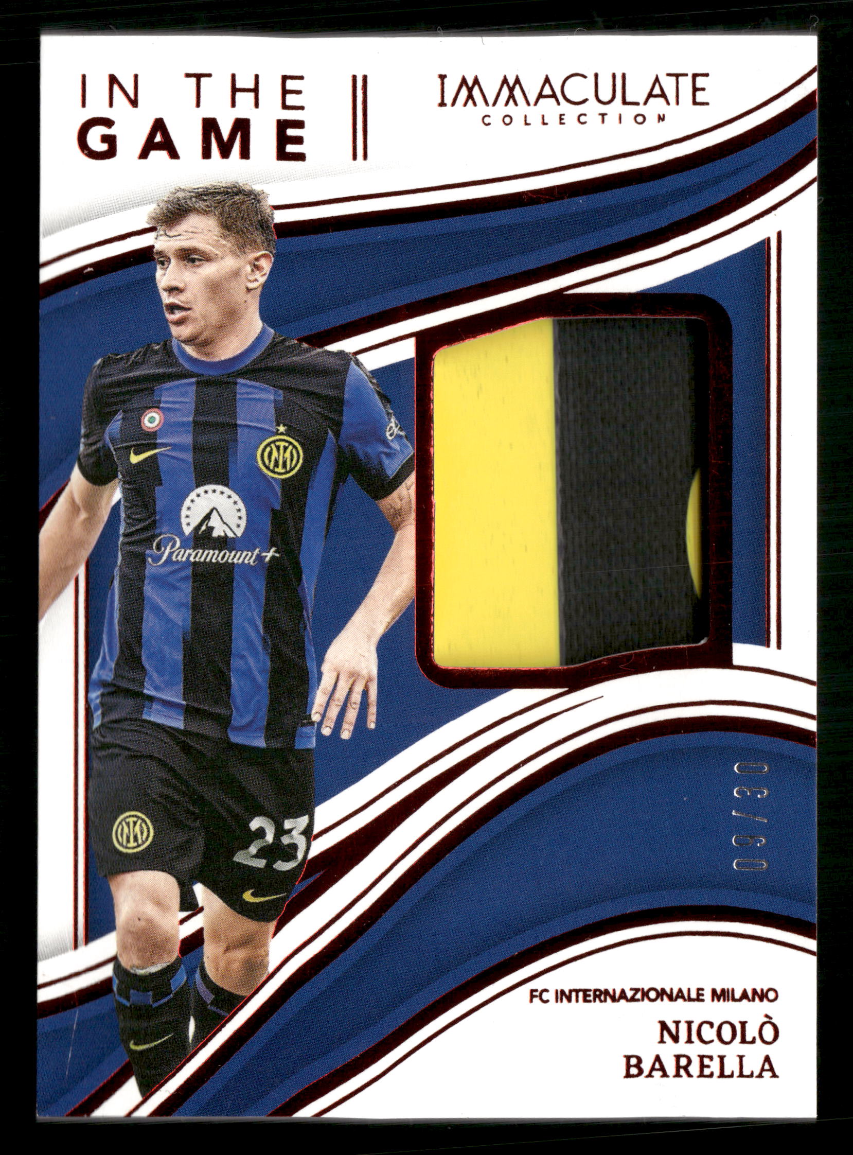 2023-24 Immaculate #IG-NB Nicolo Barella In the Game Patches Ruby #/30