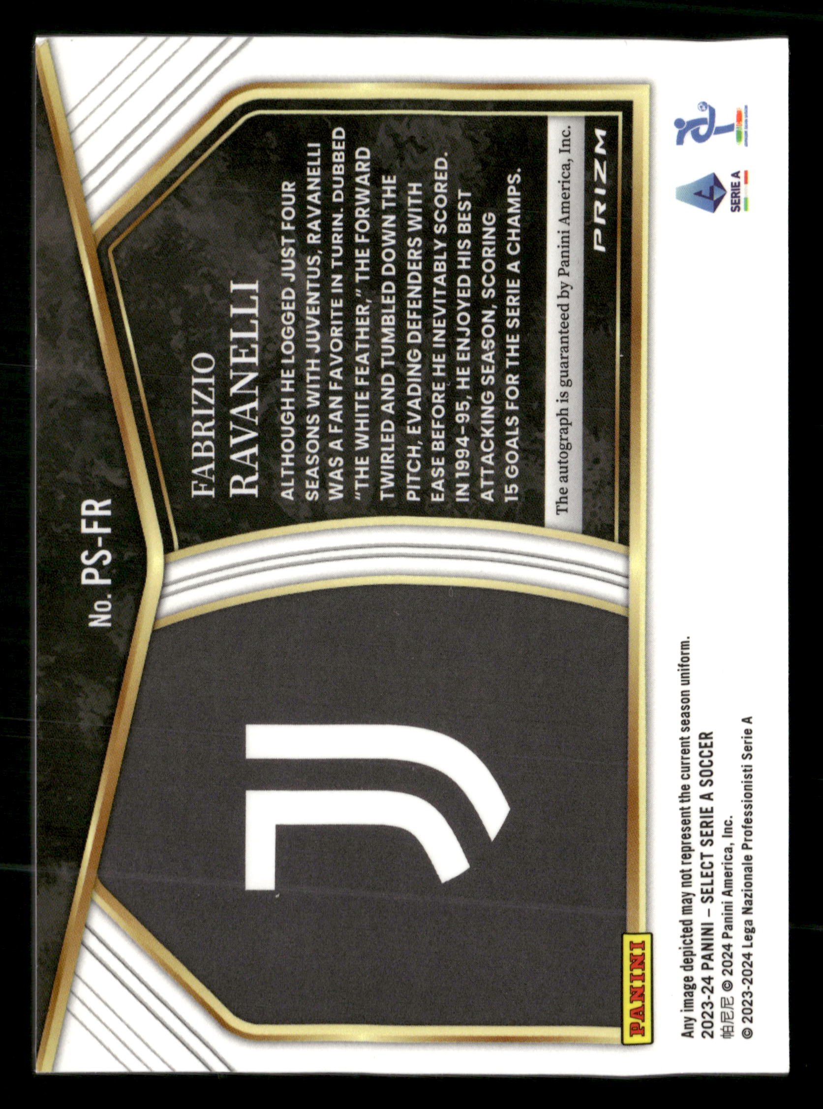 2023-24 Panini Select Serie A #PS-FR Fabrizio Ravanelli Pitchside Signatures