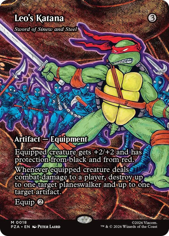 MTG Teenage Mutant Ninja Turtles Source Material 18 Leo's Katana - Sword of Sinew and Steel (Borderless) M NM Foil
