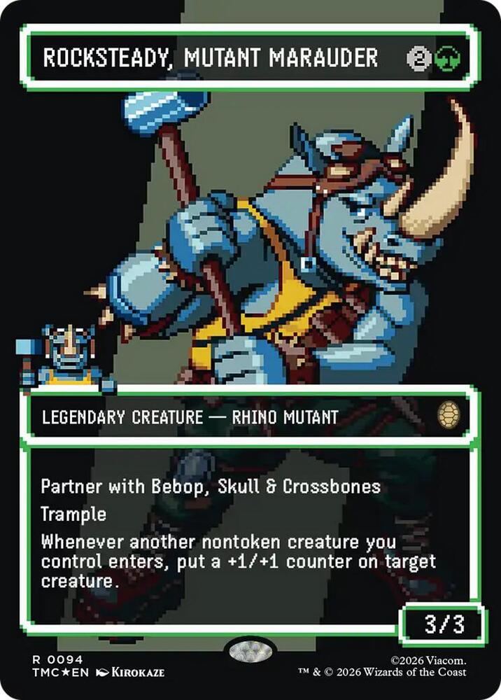 MTG Commander: Teenage Mutant Ninja Turtles 94 Rocksteady, Mutant Marauder (Borderless) (Surge Foil) R NM Foil