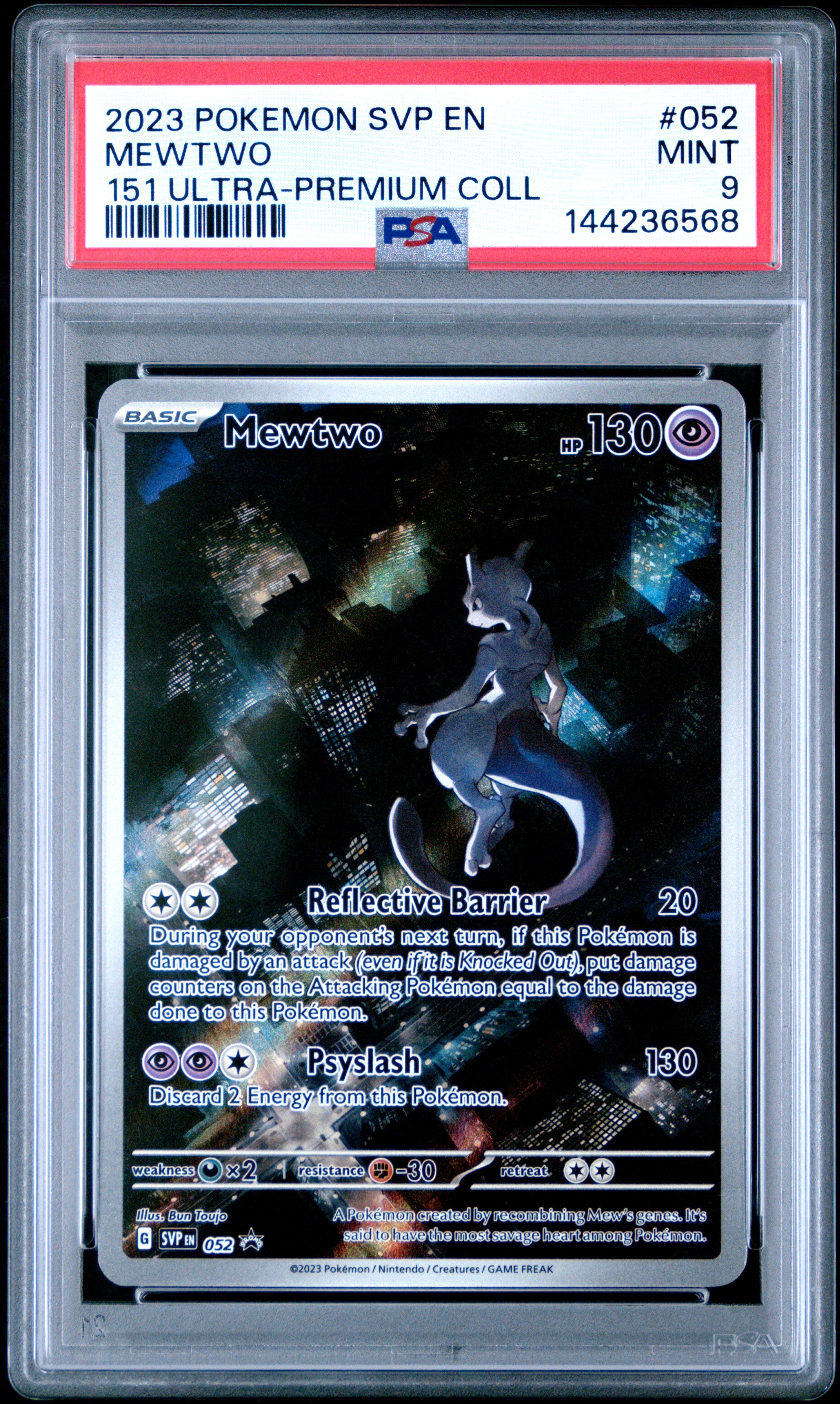 2023 Pokemon Svp Black Star Promo #052 Mewtwo 151 Ultra-Premium Coll PSA 9