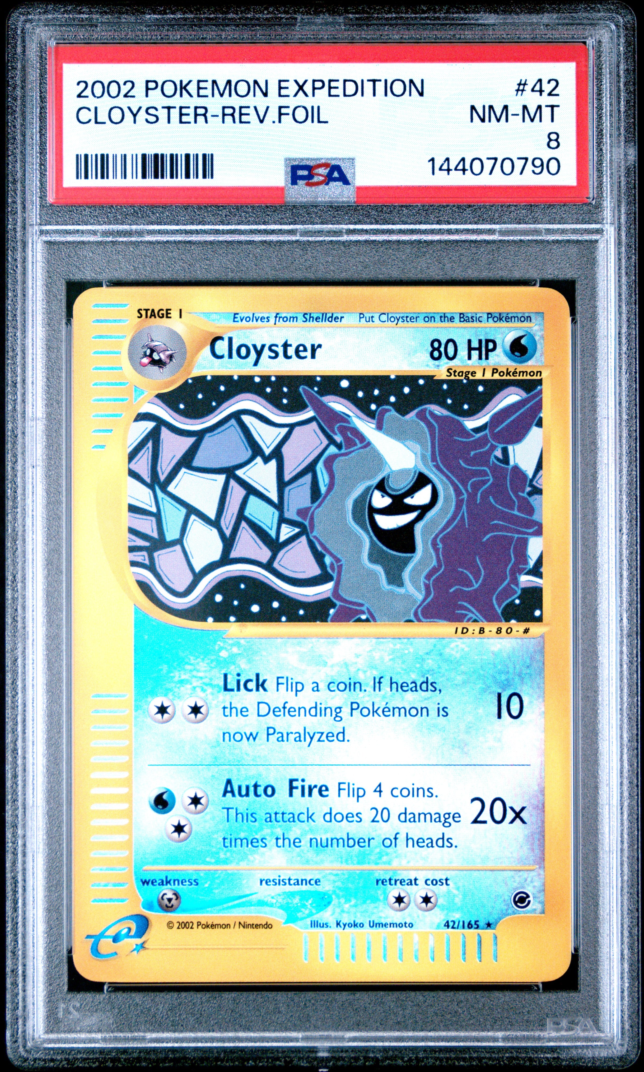 2002 Pokemon Expedition #42 Cloyster Rev.Foil PSA 8
