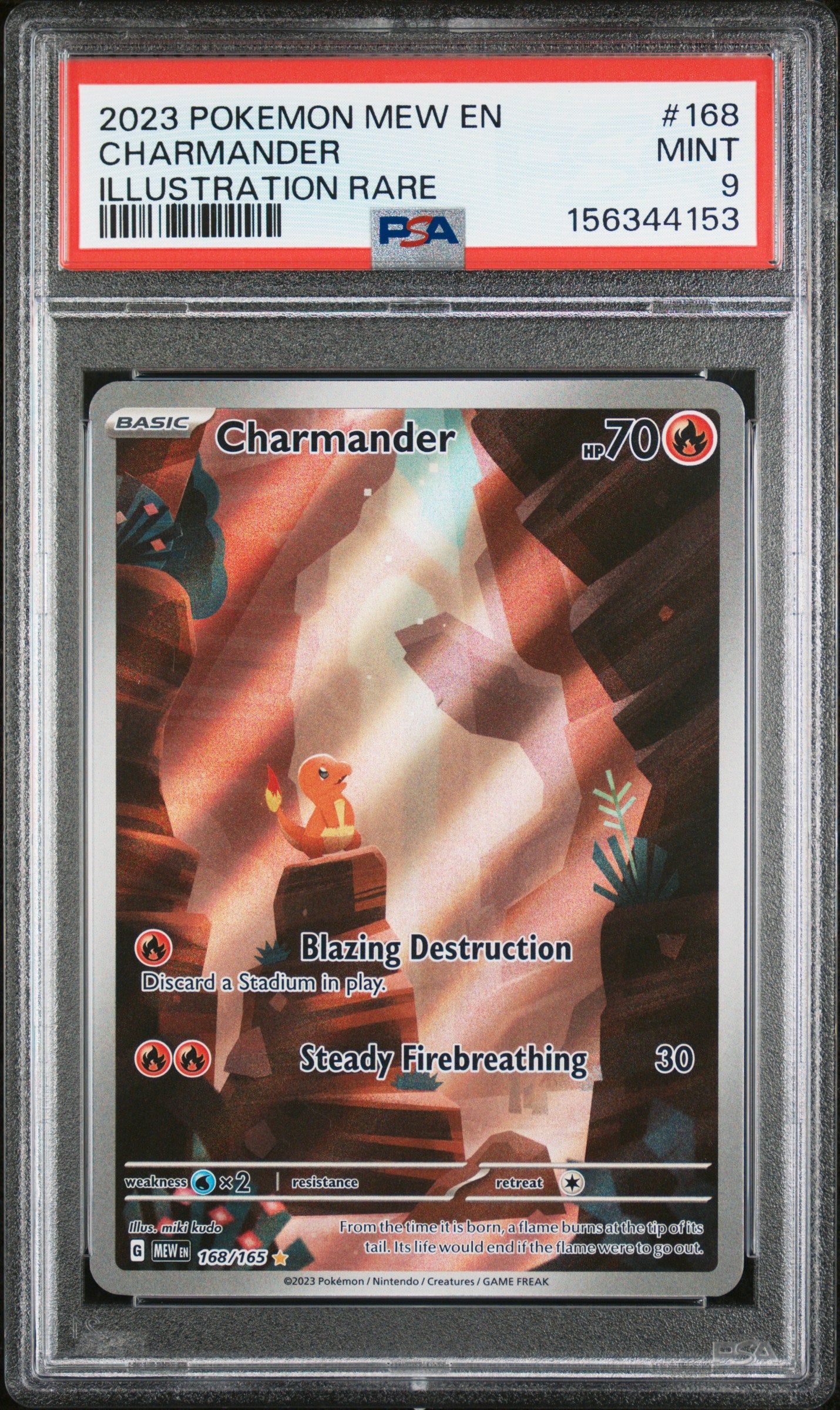 2023 Pokemon Mew En-151 #168 Charmander Illustration Rare PSA 9